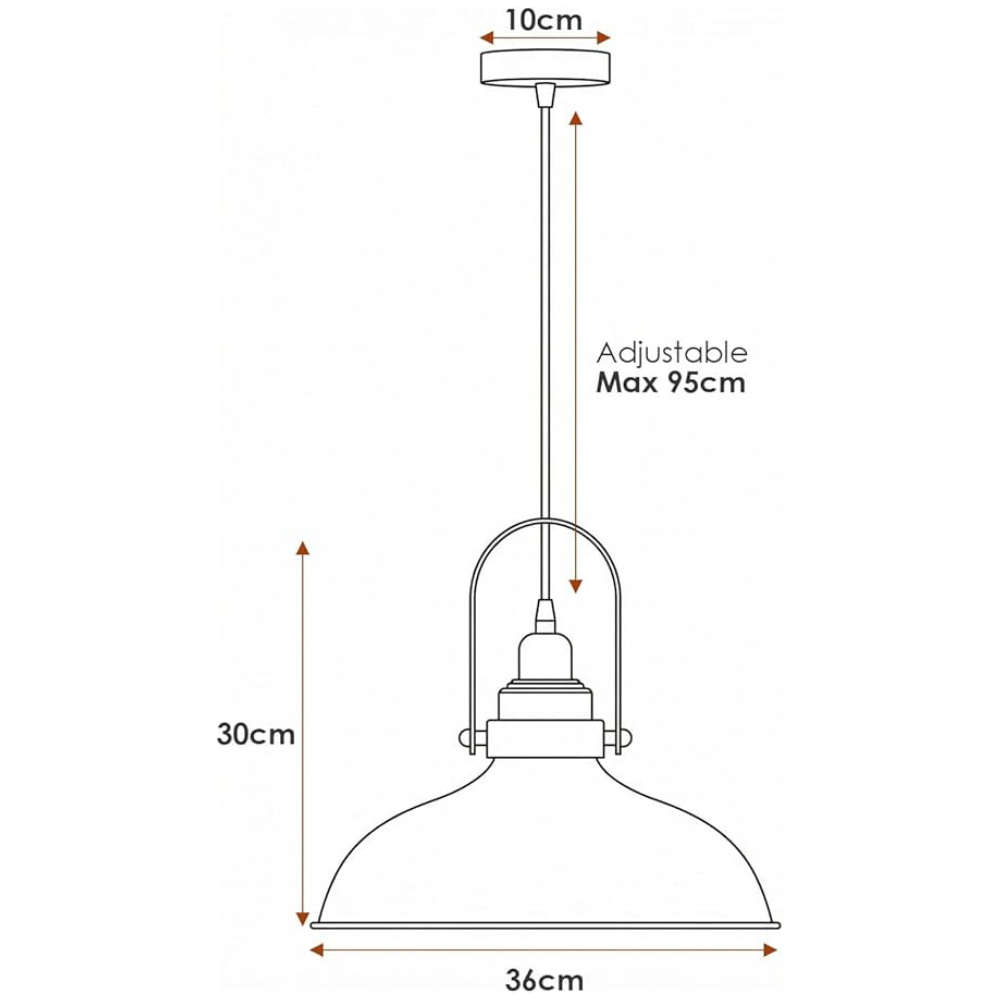 Industrial Ceiling Pendant Hanging Light Metal Shade Black Retro Lamp