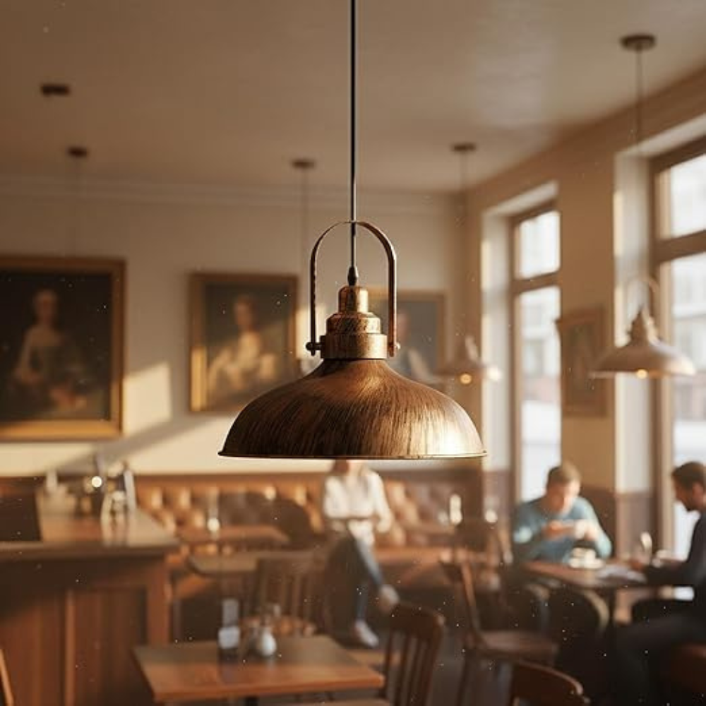 Vintage ceiling Vintage Industrial Ceiling Pendant Light Metal Shade Black Brushed Copper, Silver Hanging Retro Lampight metal lampshade UK