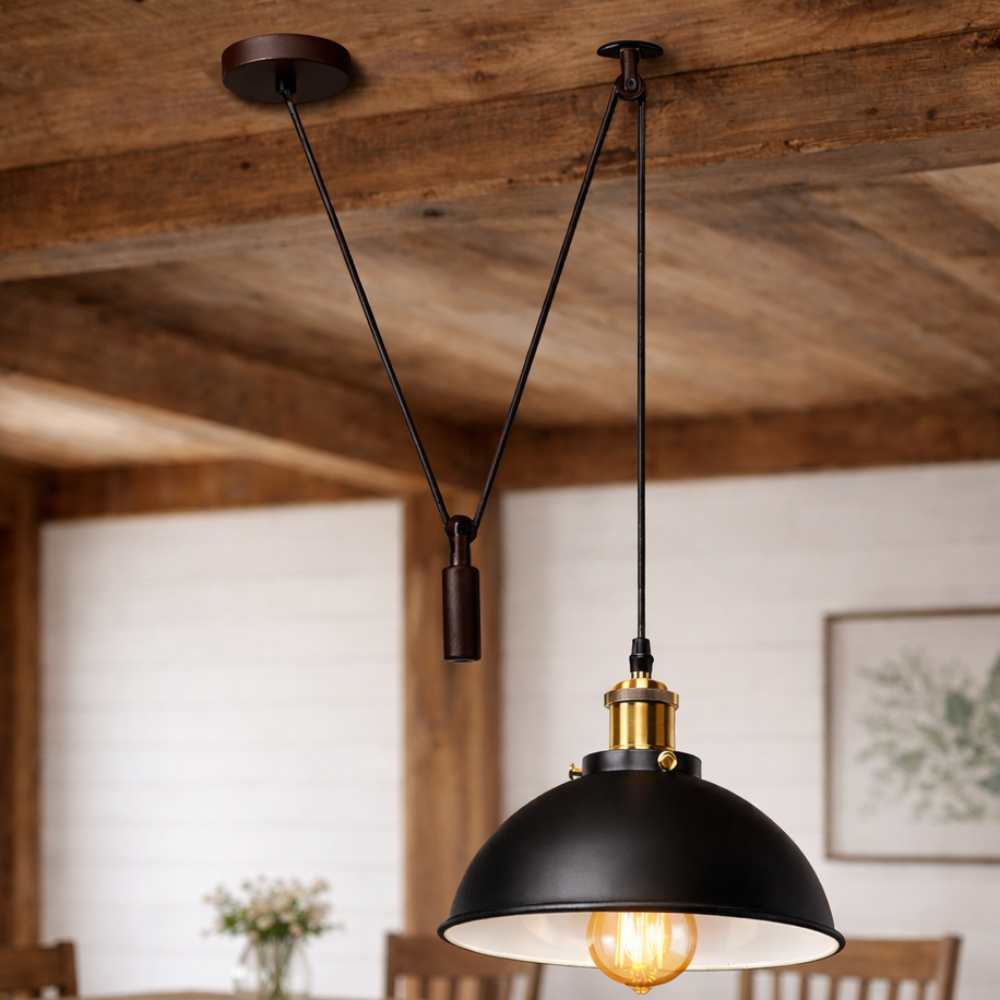 Vintage Industrial Ceiling Pendant Light Metal Shade Black Hanging Retro Lamp