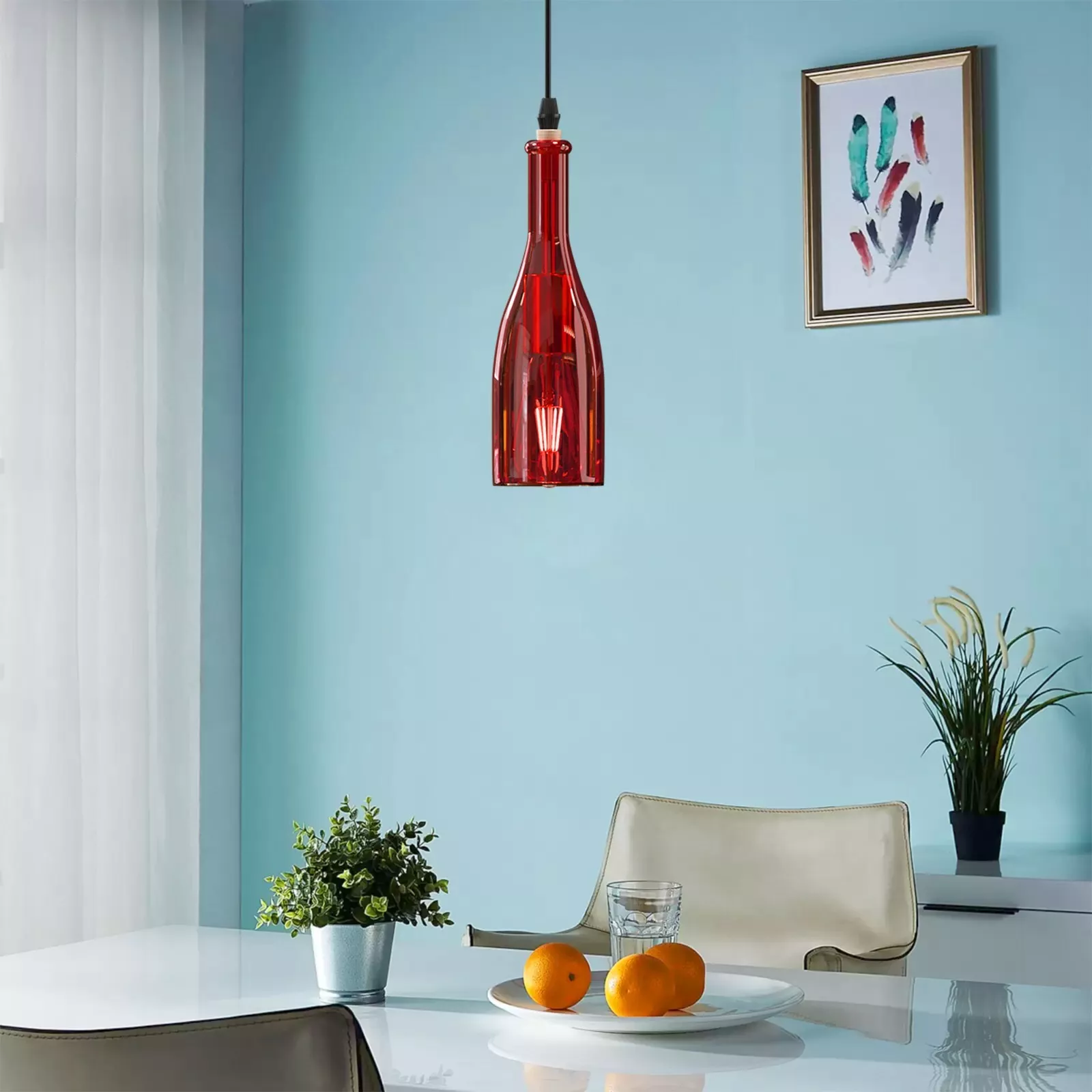 Industrial Glass Ceiling Pendant Light Hanging Lamp Pendant Lamp E27 Fitting - Picture 26 of 53