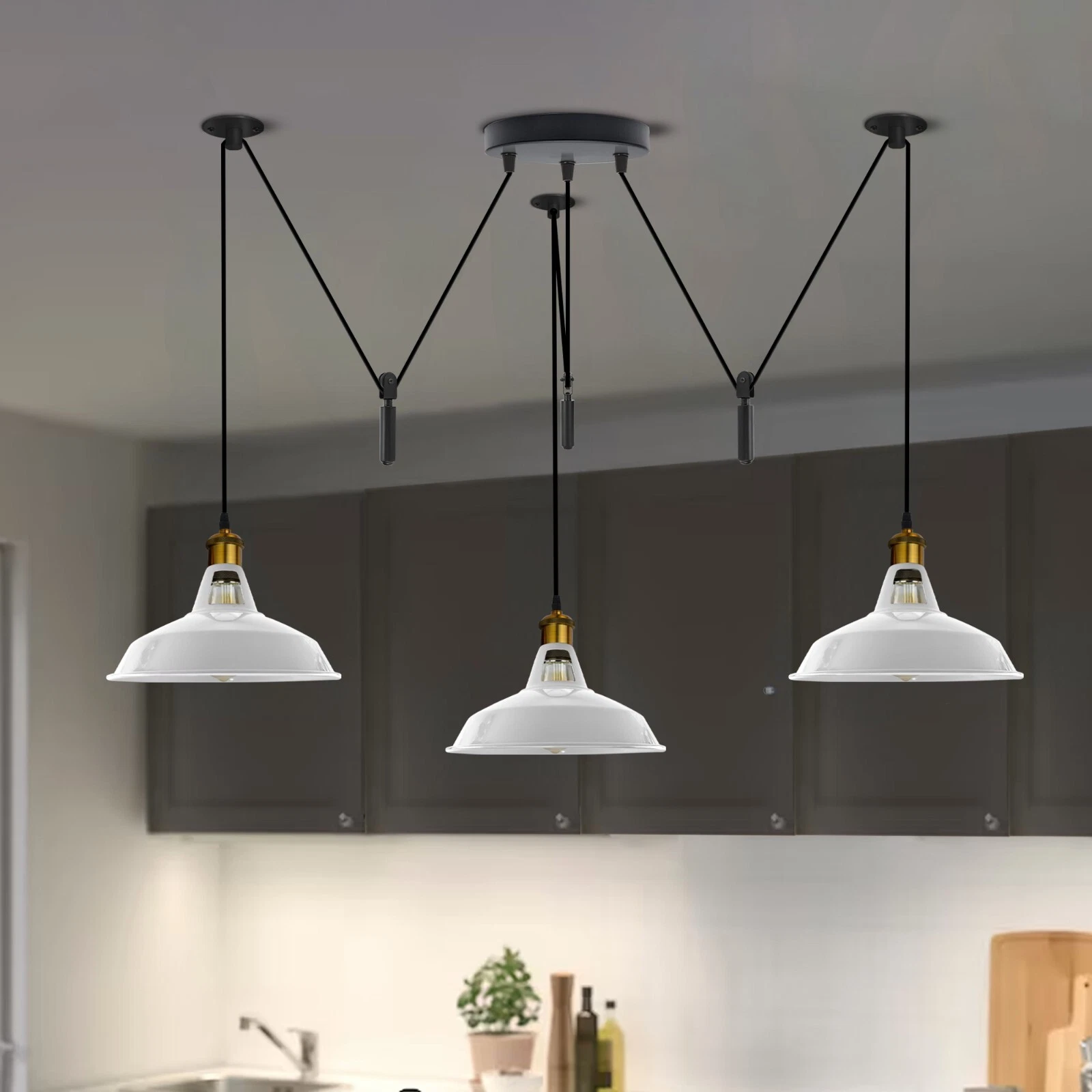 Vintage Industrial Ceiling Pendant Light Metal Shade Black Hanging Retro Lamp