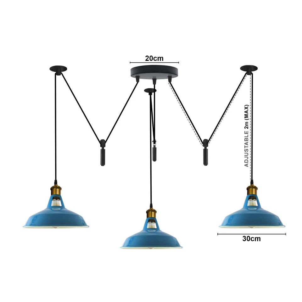 Industrial Ceiling Pendant Hanging Light Metal Shade Black Retro Lamp