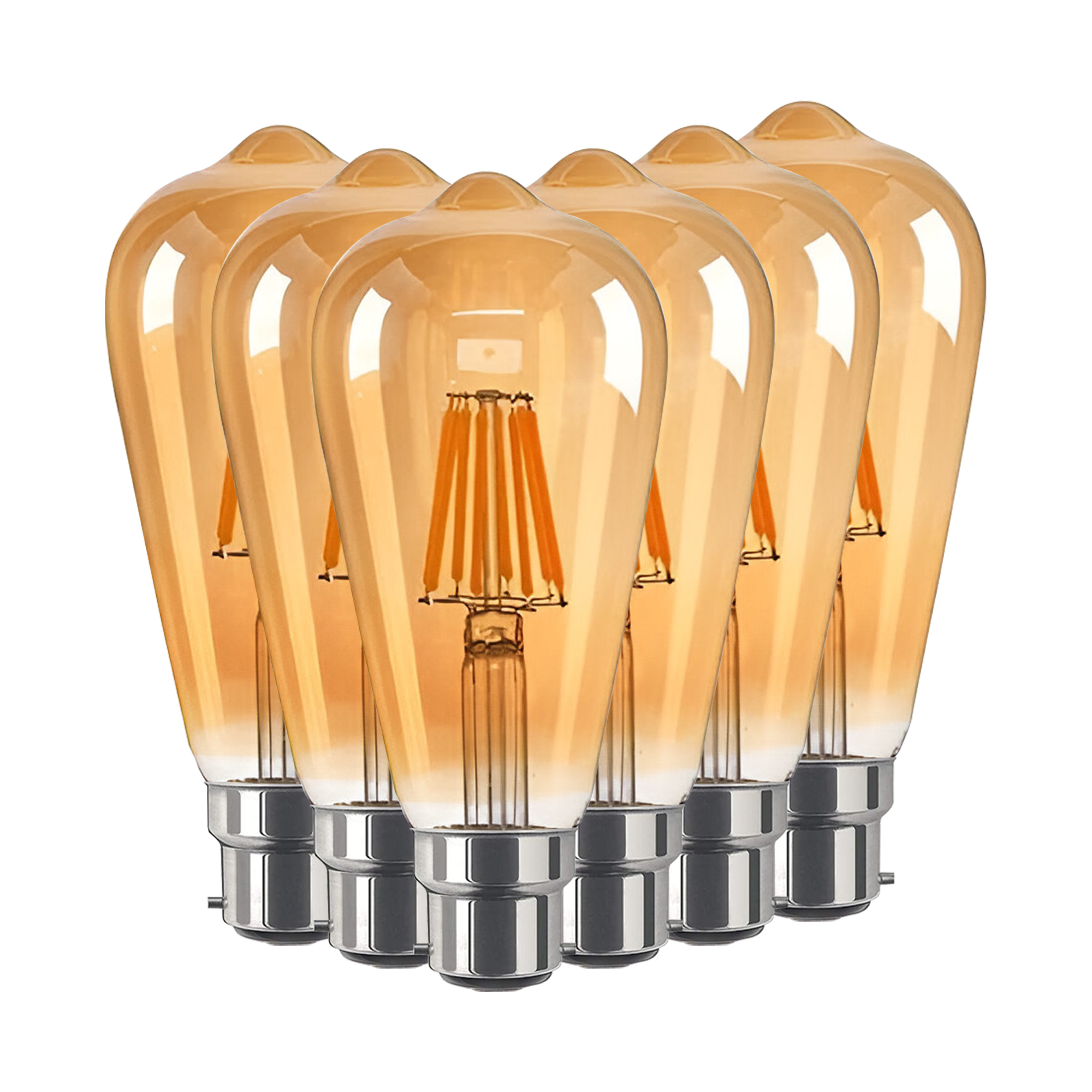 Bombilla Vintage LED B22 Edison 6/8W Filamento Regulable Jaula Ardilla, Paquete de 6 - Imagen 10 de 17