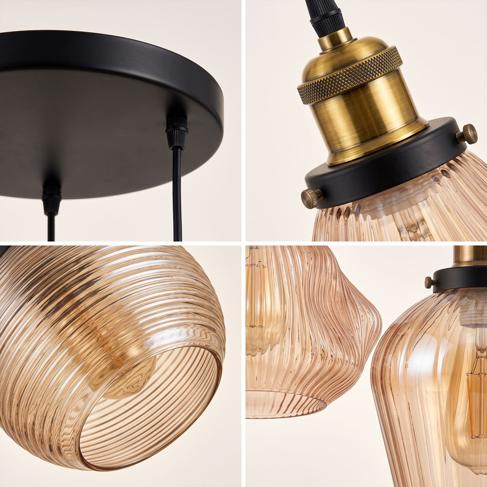 Glass Shade 3 Drop Pendant Light – Elegant Cluster Ceiling Light for Living Room