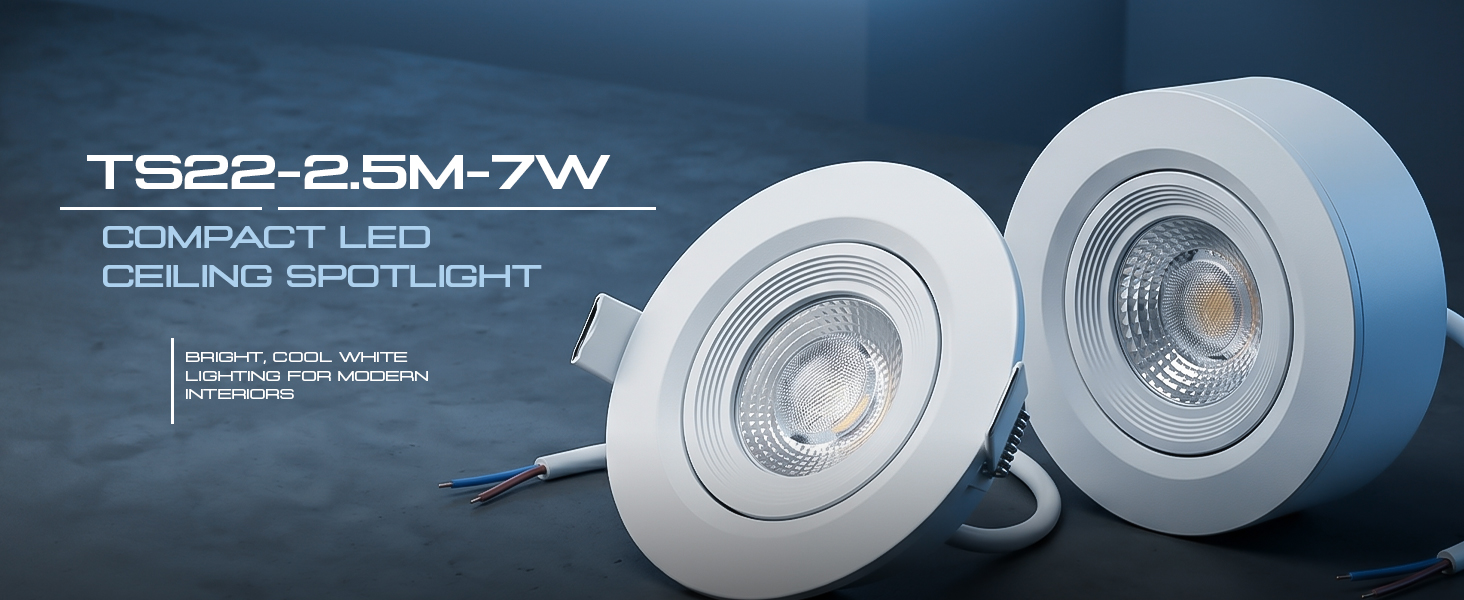 3 Pack 7W Recessed LED Spotlights Ceiling Downlights Surface Mounted