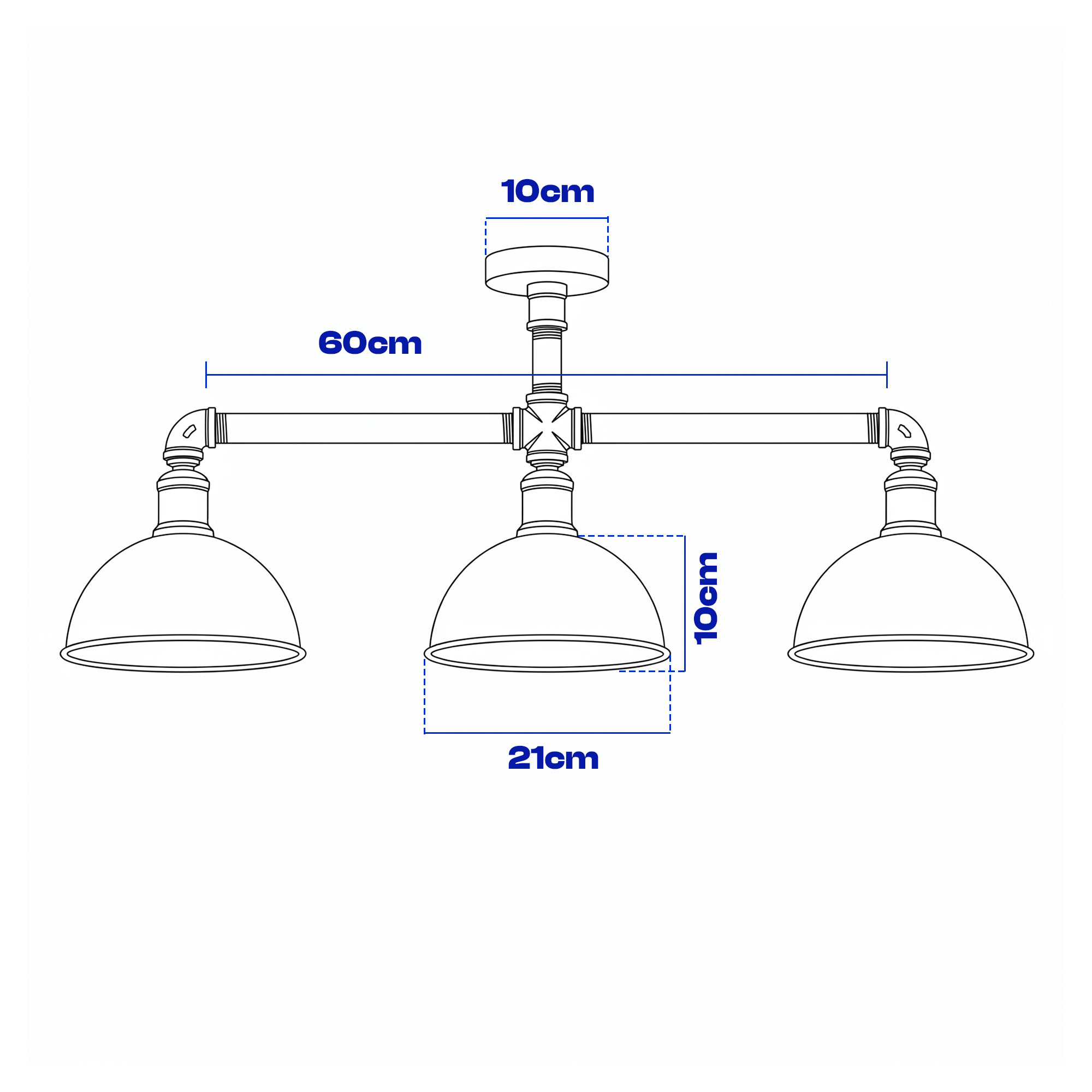 Steampunk Pipe Ceiling Light Fitting 3 Way Industrial Bar Lamp