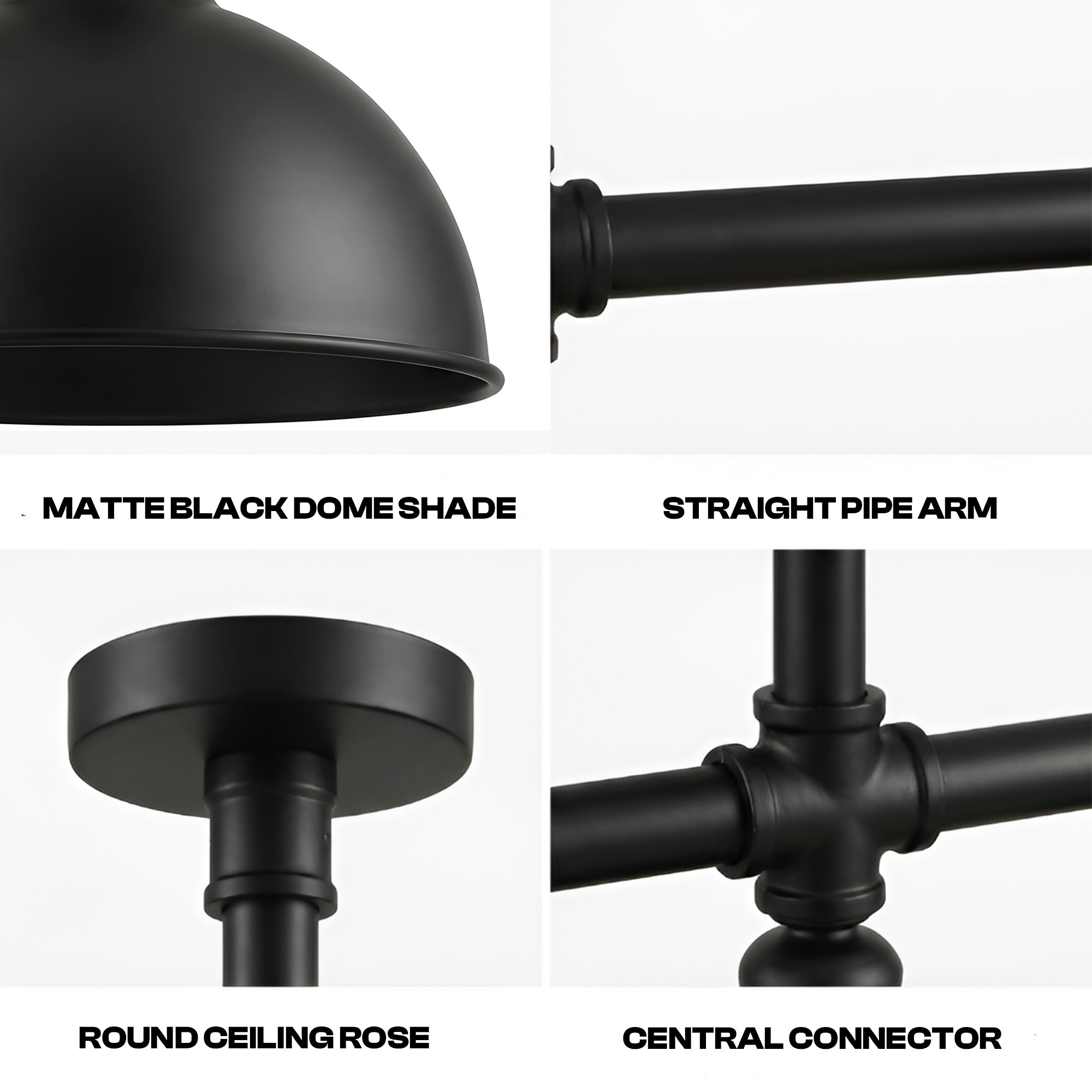 Industrial 3 Way Pipe Ceiling Light Fitting Steampunk Bar Black Lighting