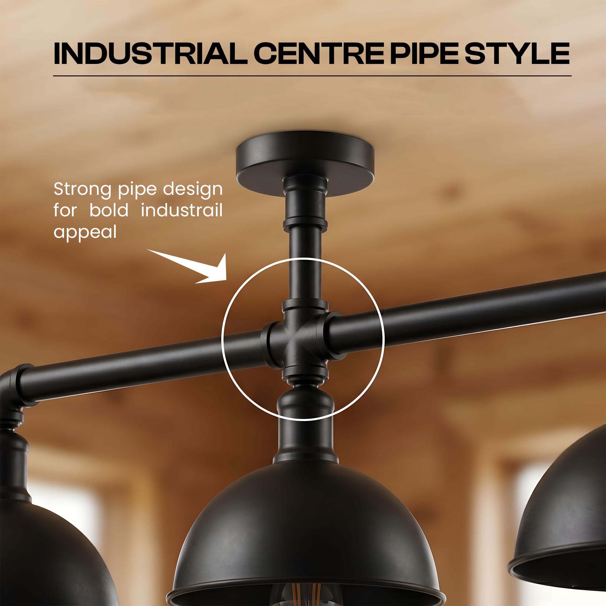 Industrial Pipe Ceiling Light Fitting Steampunk 3 Way