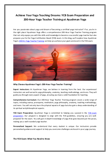 200 Hrs Yoga Teacher Training