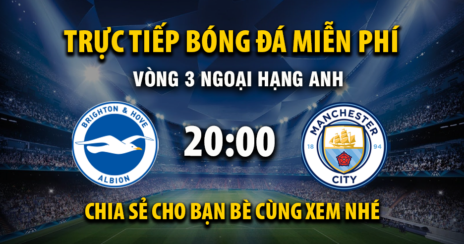 Link trực tiếp Brighton vs Manchester City 20:00, ngày 31/08 - Xoilac365.tv