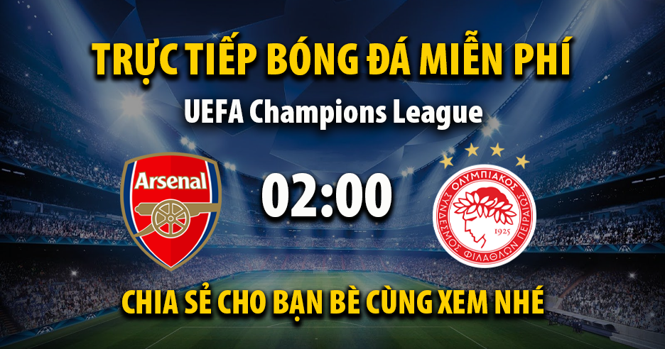 Xem trận đấu Arsenal vs Olympiakos ngày 02/10/2025 vào lúc 02:00 - XoilacVnn.TV