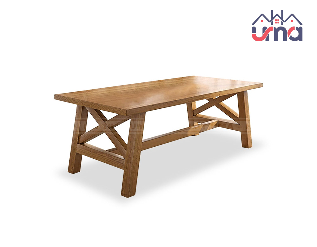 Bàn Ăn Gỗ Sồi Mặt Chữ Nhật Cổ Điển BA036 - Nội Thất UMA