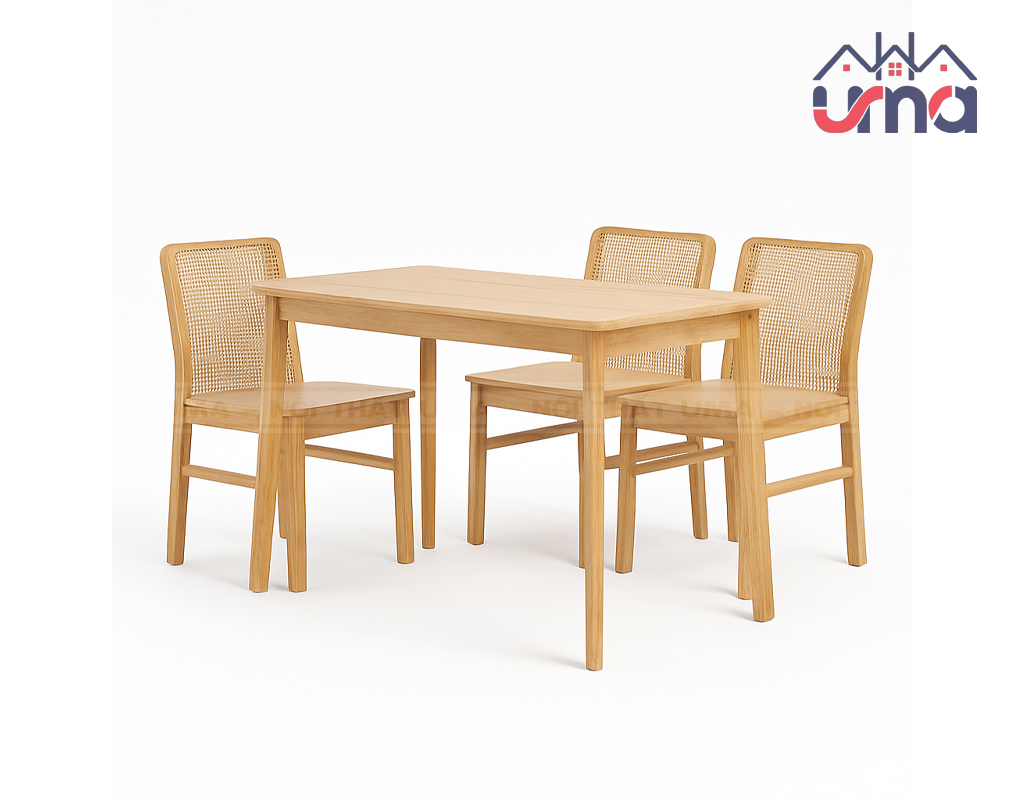 Bộ Bàn Ăn Gia Đình 4 Ghế Gỗ Cao Su Cao Cấp BBA055 - UMA