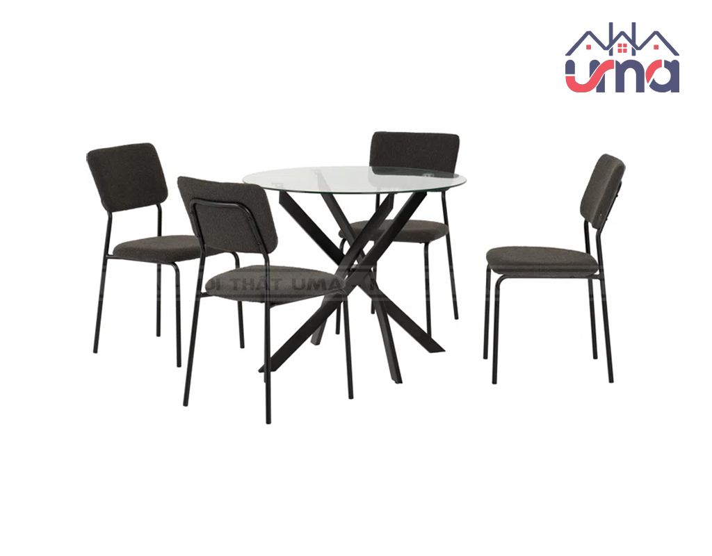Bộ Bàn Ăn Gương Tròn 4 Ghế Hiện Đại BBA011 - Nội Thất UMA
