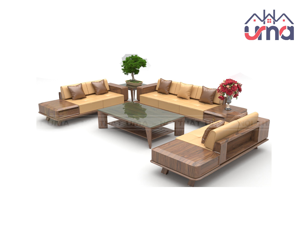 Sofa Gỗ Óc Chó Chữ U Tiện Nghi GOC033 - Nội Thất UMA