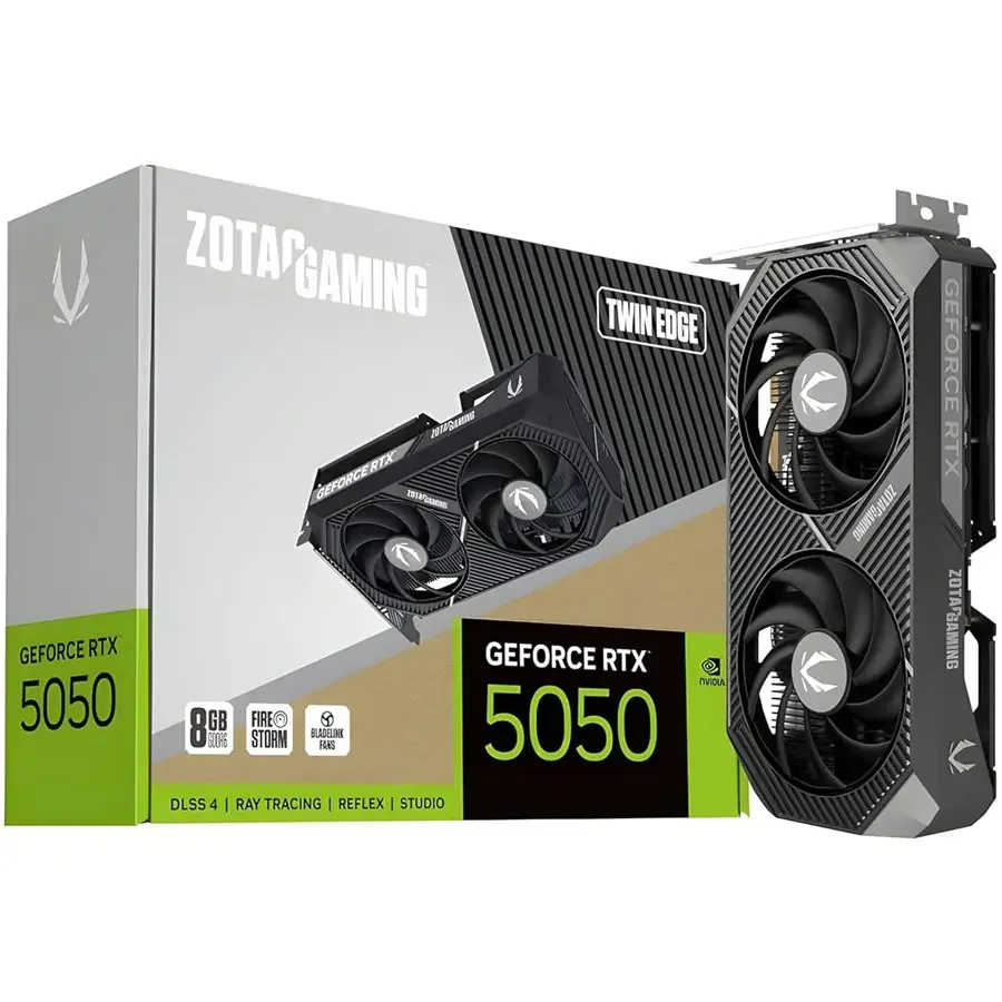 ZOTAC Gaming GeForce RTX 5050 Twin Edge Graphics Card, 8GB GDDR6, 128 Bit, PCI Express 5.0 x8, ZT B50500E 10M