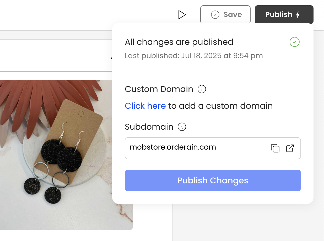 Preview and publish interface with device testing options