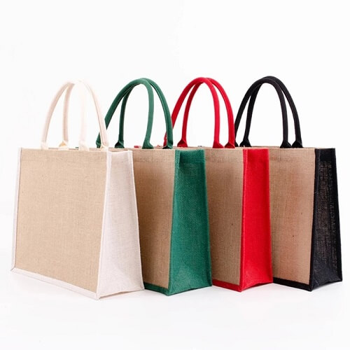 wholesale jute bags with leather handles