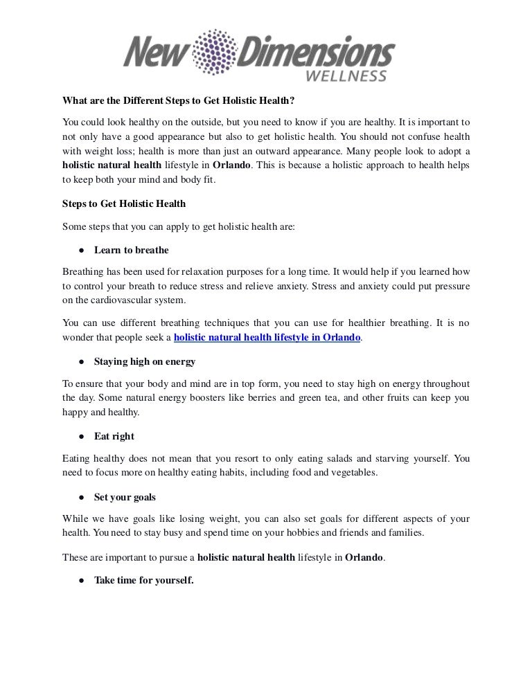 What are the Different Steps to Get Holistic Health?