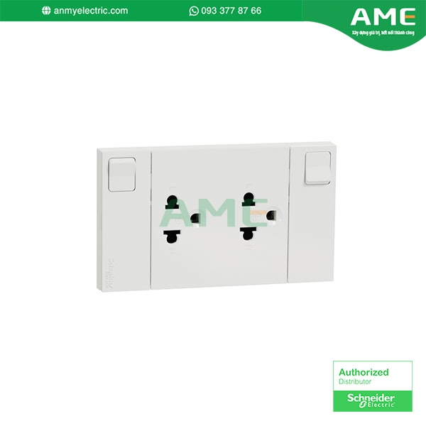 Bộ ổ cắm đôi 3 chấu 16A M3T_SIS_WE có công tắc