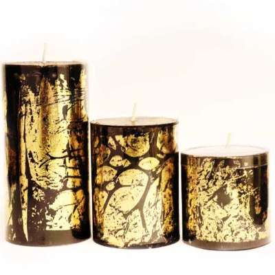 Black Pillar Candles with Gold Finish Profile Picture