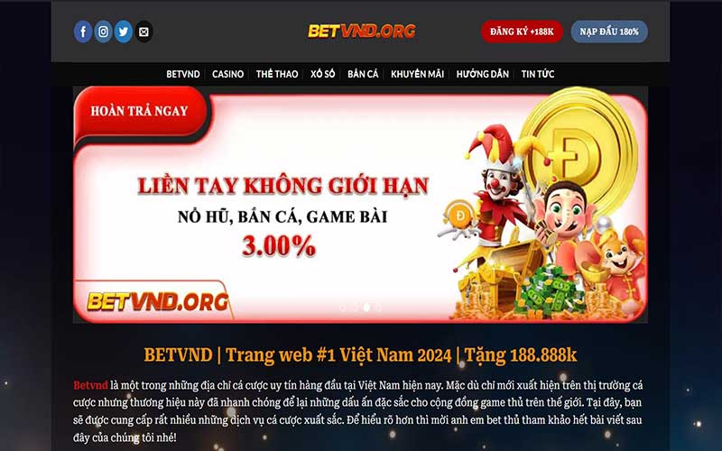 BETVND | Trang web #1 Việt Nam 2024 | Tặng 188.888k