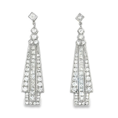Architectual Art Deco Style Diamond Earrings Profile Picture