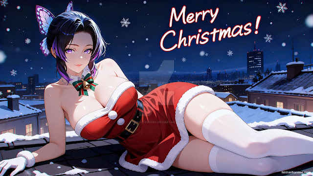 Stunning Shinobu Kocho Christmas Outfits: High-Quality 3D AI Fanart