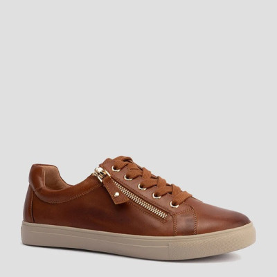 Buy Premium CARA PLAIN - COGNAC LEATHER SNEAKERS in Wide Fit Profile Picture