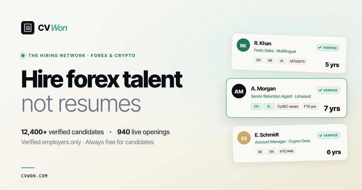 Hire Forex & Crypto Talent — Vetted Agents | CVWon