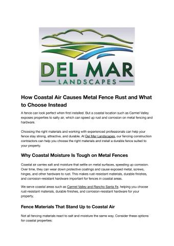 How Coastal Air Causes Metal Fence Rust and What to Choose Instead
