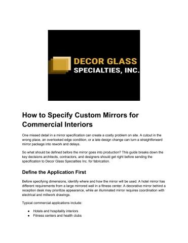 How to Specify Custom Mirrors for Commercial Interiors