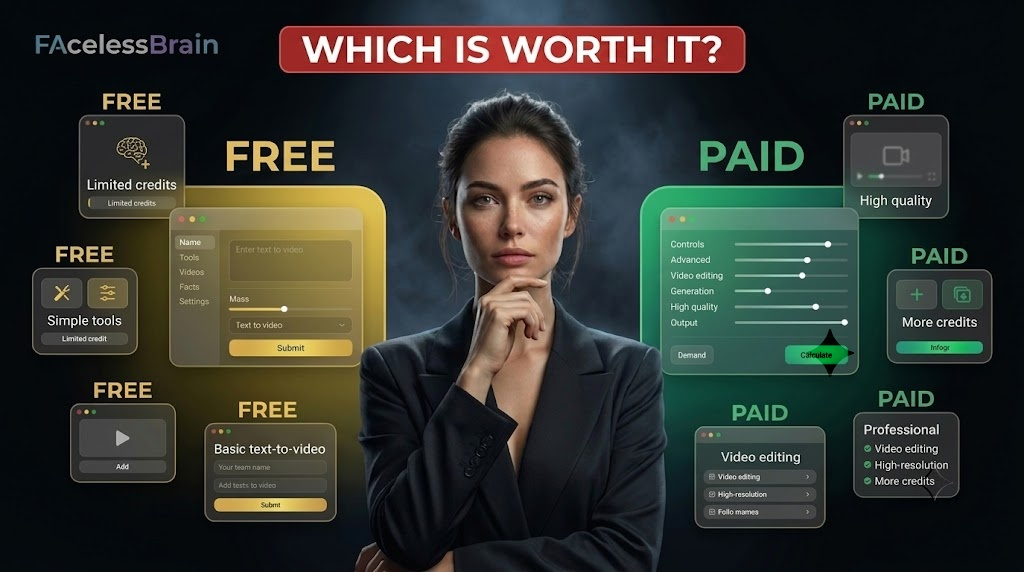 FacelessBrain: Free vs Paid AI Video Generators: Which Is Worth It?