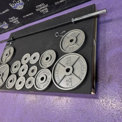 Brand New 300 Lb Commercial Olympic Weight Set with 7 Barbell Profile Picture