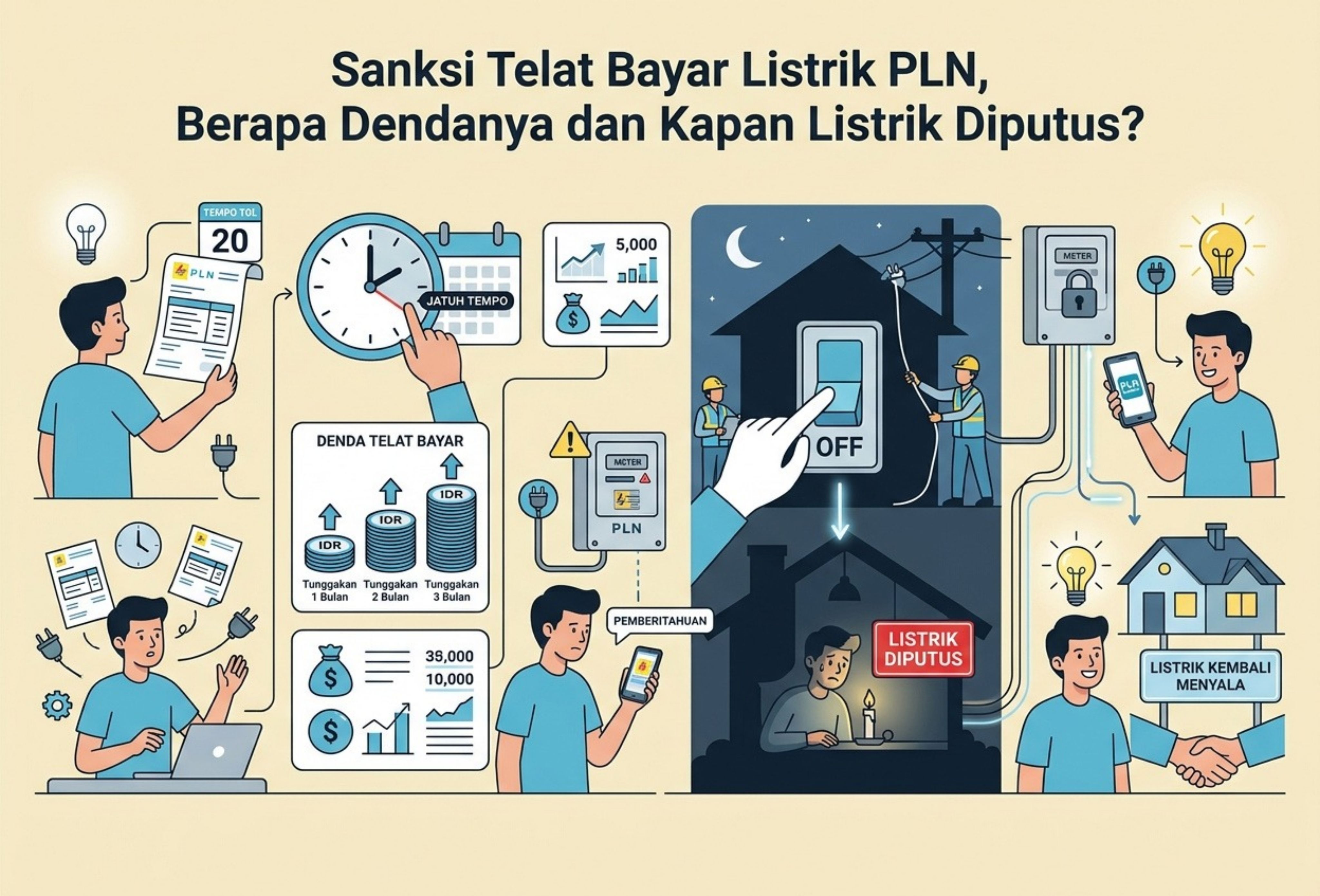 Sanksi Telat Bayar Listrik PLN, Berapa Dendanya dan Kapan Listrik Diputus