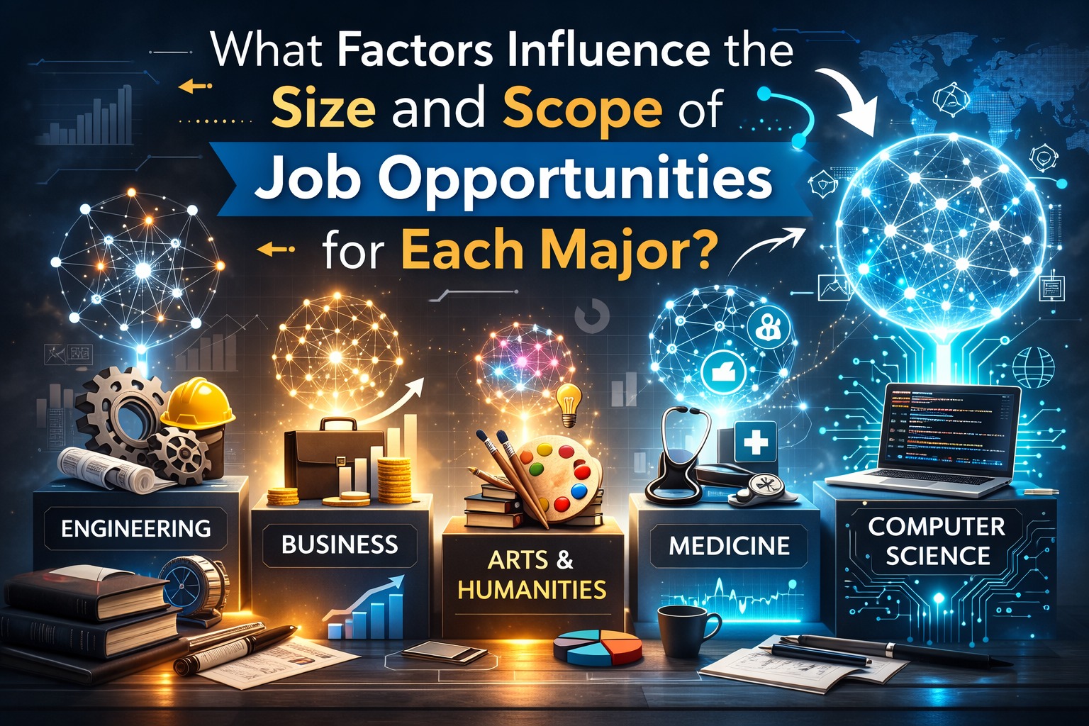 What factors influence the size and scope of job opportunities for each major?