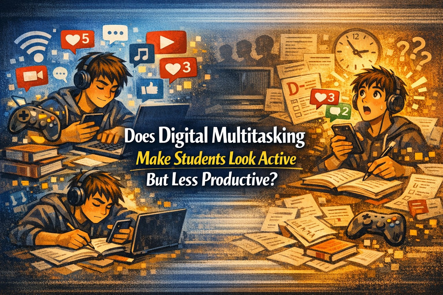 Does Digital Multitasking Make Students Look Active But Less Productive?