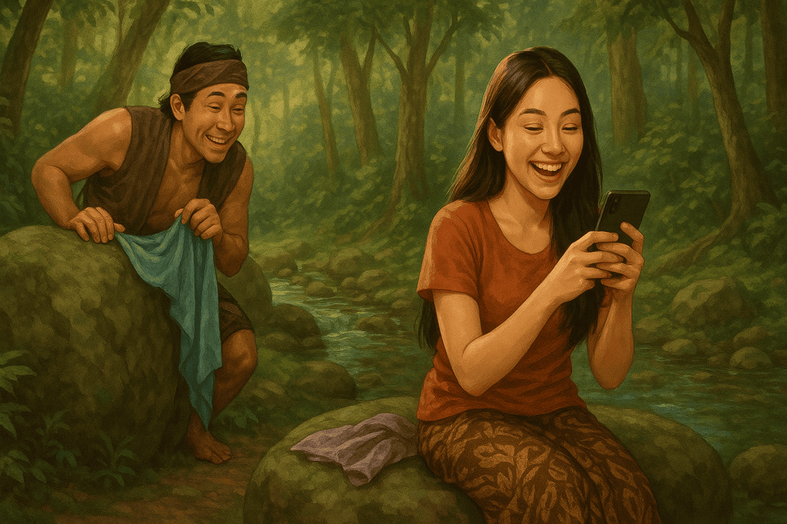 Jaka Tarub Nyolong Selendang, Mirip Kamu yang Diam-Diam Screenshot Postingan Dia