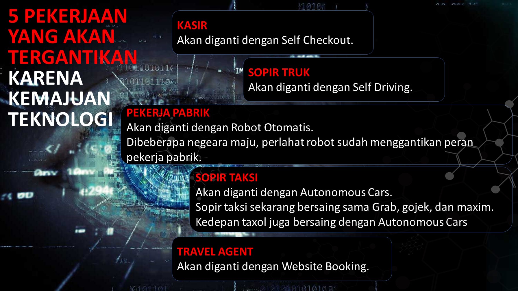 5 PEKERJAAN YANG AKAN TERGANTIKAN KARENA KEMAJUAN TEKNOLOGI