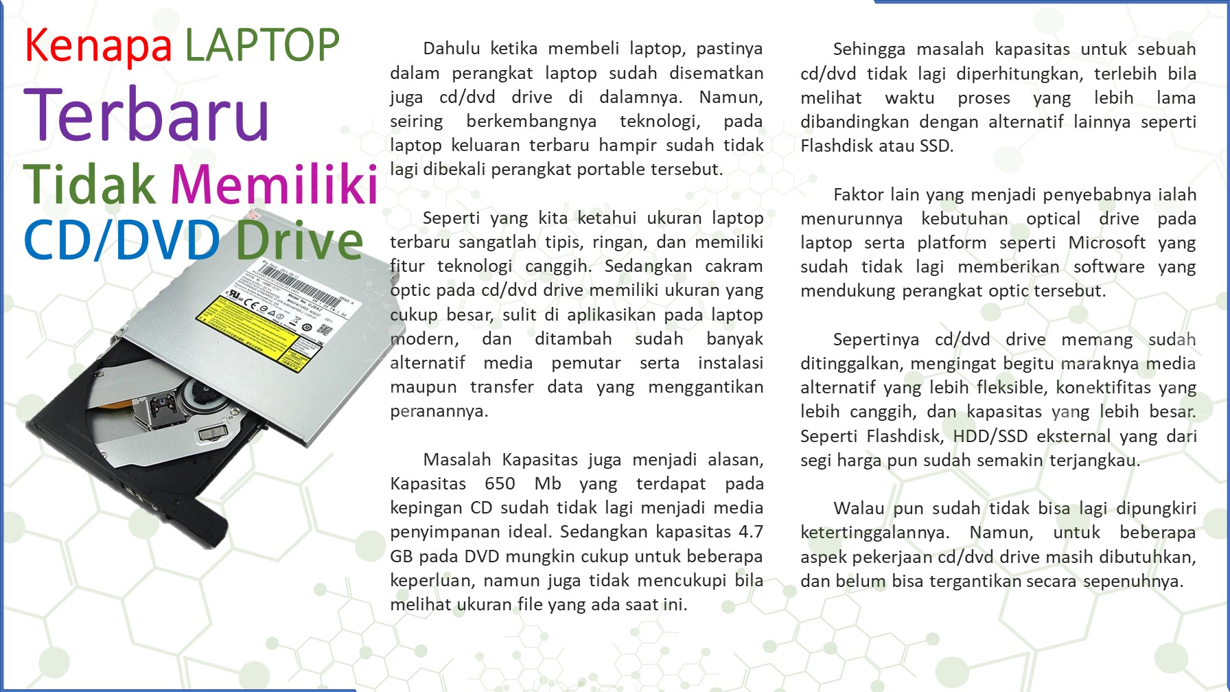 Kenapa LAPTOP Terbaru  Tidak Memiliki CD/DVD Drive