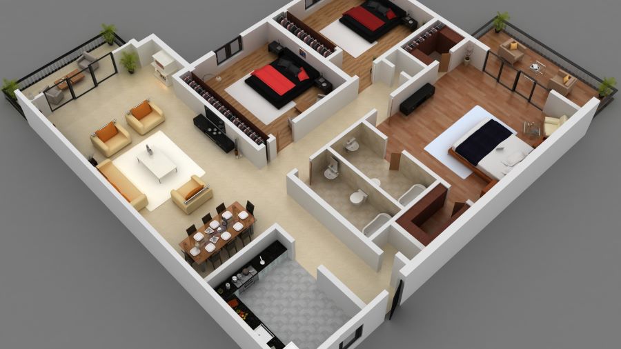 Inspirasi Denah Rumah Tipe 45 (3 Kamar Ukuran 7×9) dengan Gaya Kekinian