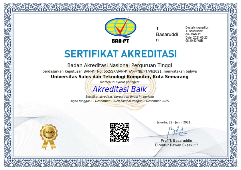 UNIVERSITAS SAINS DAN TEKNOLOGI KOMPUTER (STEKOM) Mendapat Akreditasi Baik Dari BADAN AKREDITASI NASIONAL PERGURUAN TINGGI