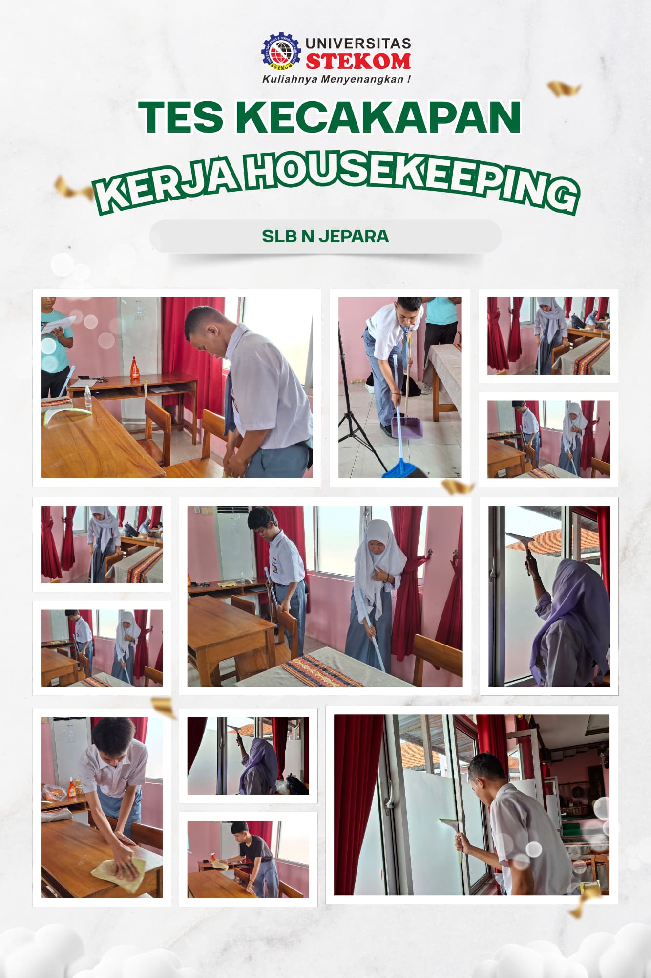 Tes Kecakapan Housekeeping,Univesitas Stekom Latih Kemandirian Siswa Disabilitas