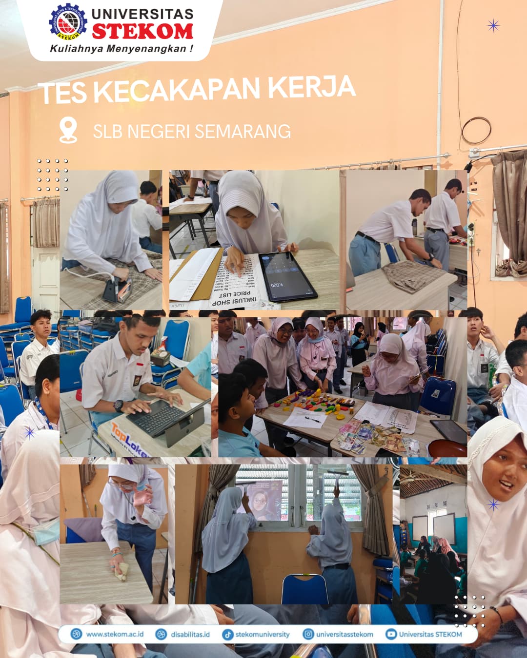 Universitas STEKOM Gelar Tes Kecakapan Kerja Tiga Level bagi Siswa SLB Negeri Semarang Pemetaan Kompetensi Kerja Disabilitas Melalui Pendekatan Praktik Langsung