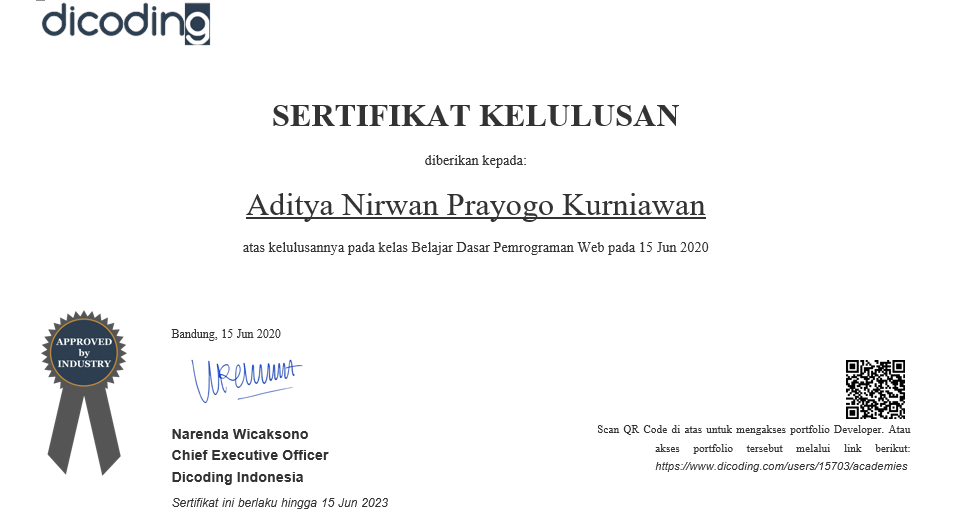Program Pelatihan Online Skill Dicoding Dasar Pemrograman Web