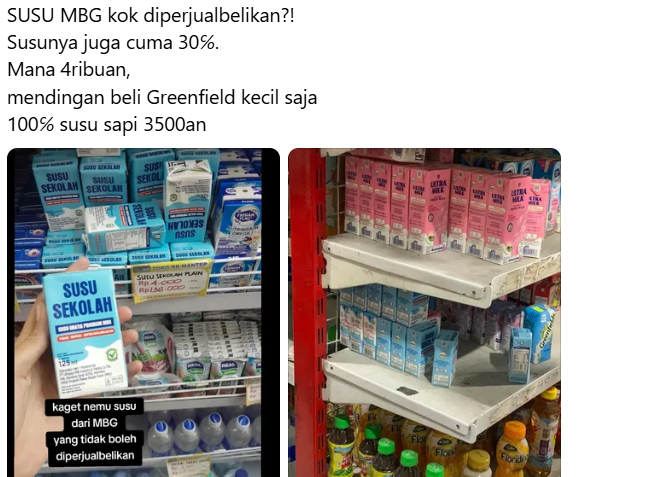 Viral Susu MBG Diperjualbelikan di Minimarket, Publik Pertanyakan Distribusi Program Gizi