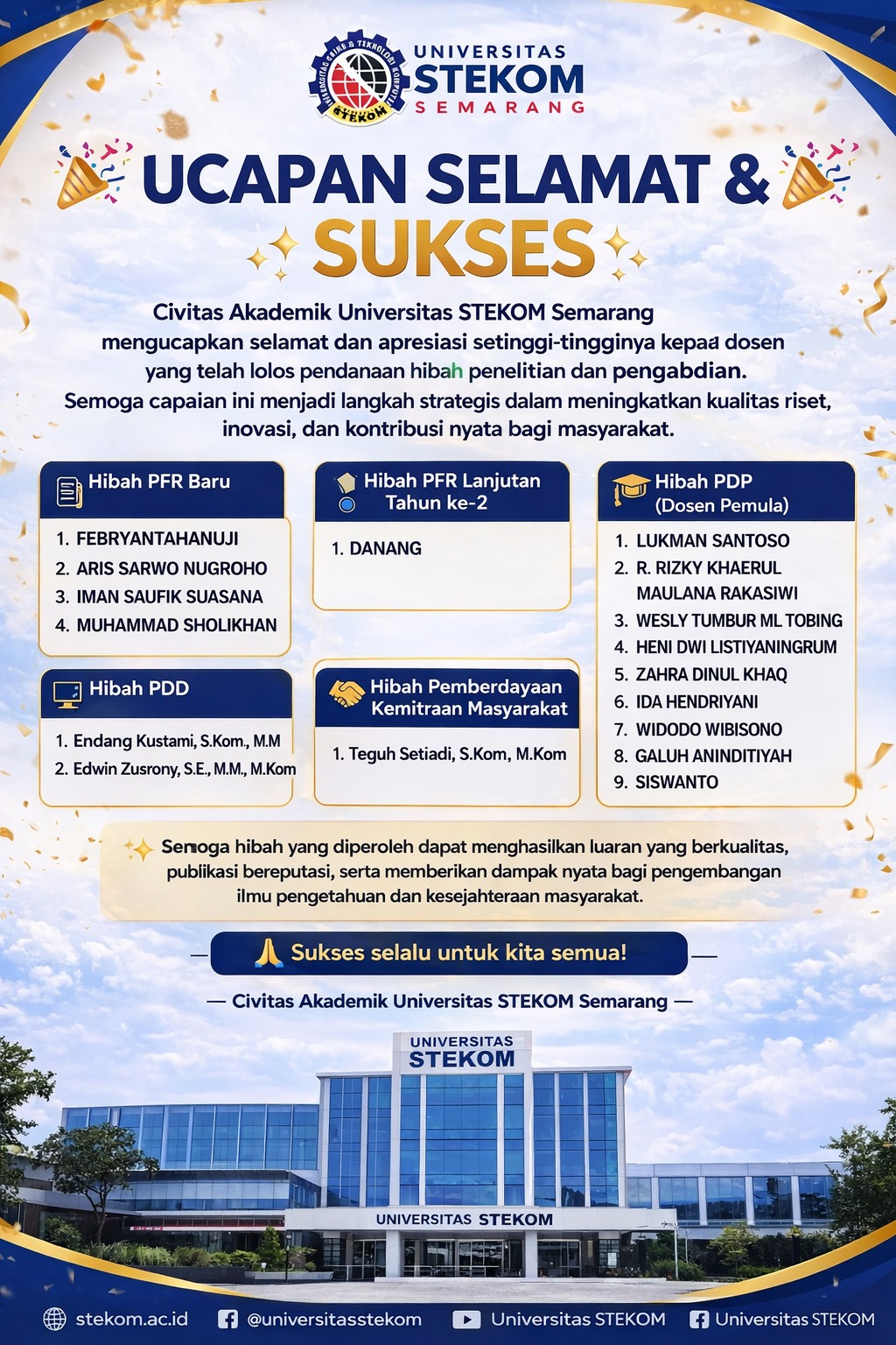 Peningkatan Kinerja Riset dan Pengabdian: Dosen Universitas STEKOM Raih Pendanaan Hibah Nasional Tahun 2026