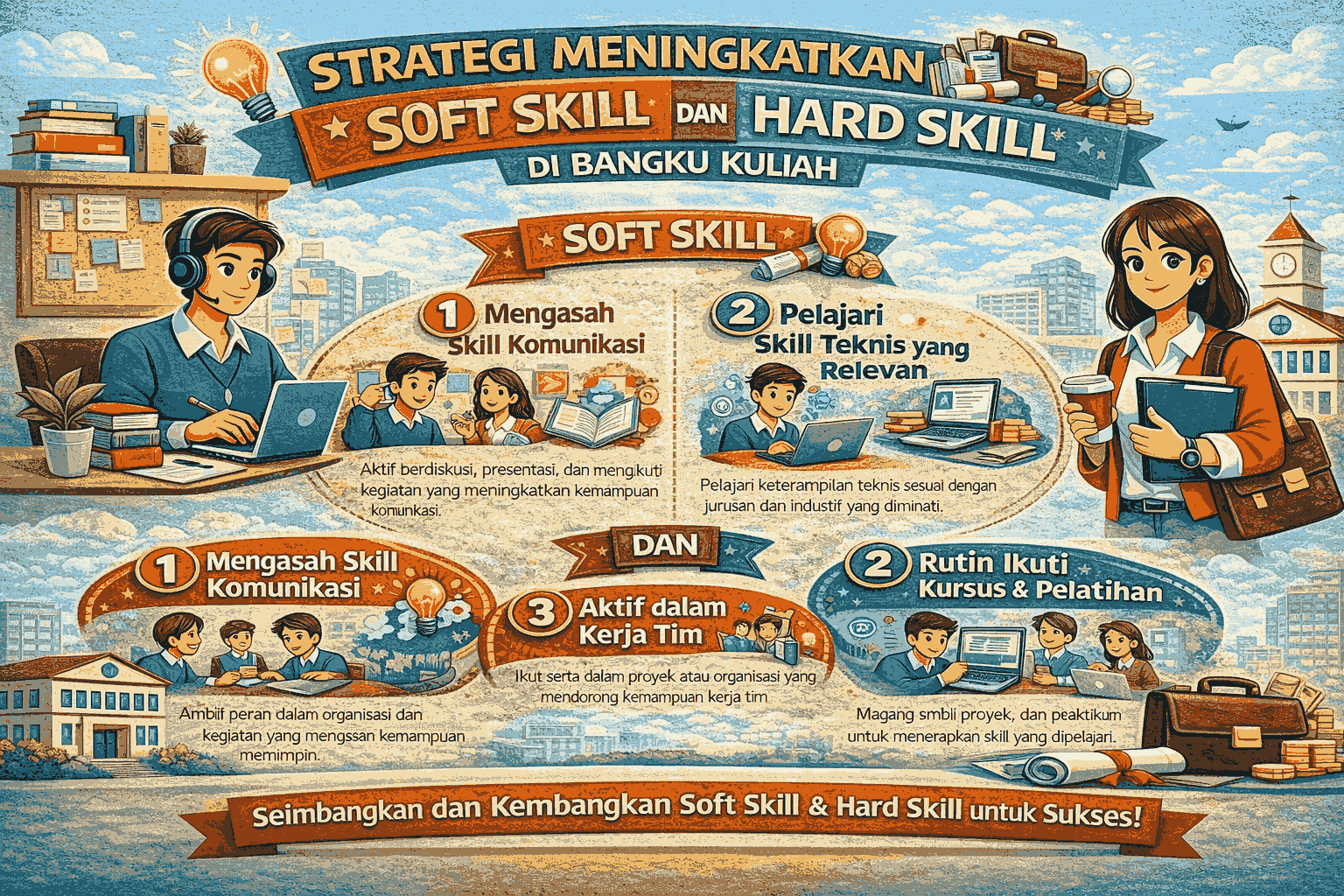 Strategi Meningkatkan Soft Skill dan Hard Skill di Bangku Kuliah