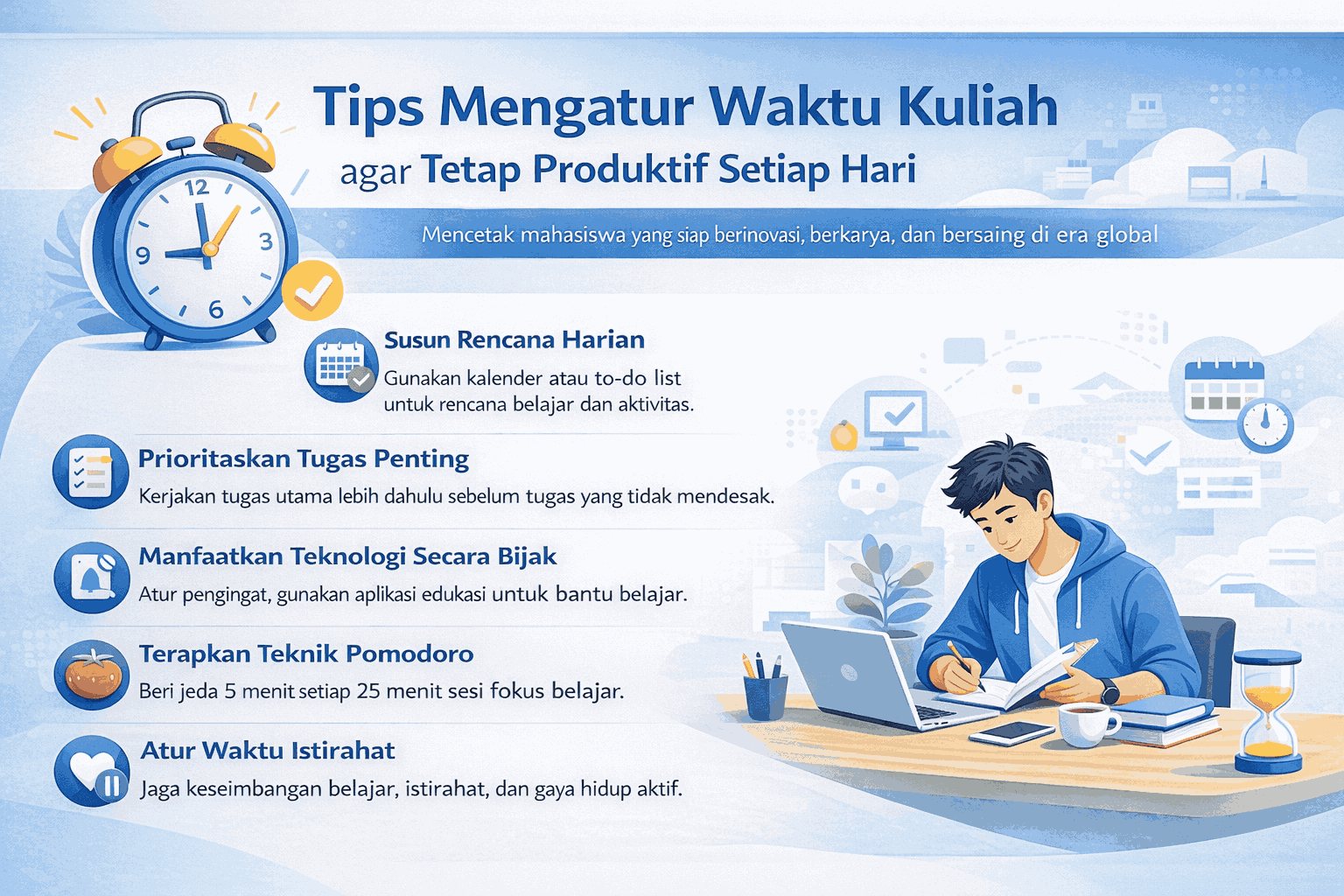 Tips Mengatur Waktu Kuliah agar Tetap Produktif Setiap Hari