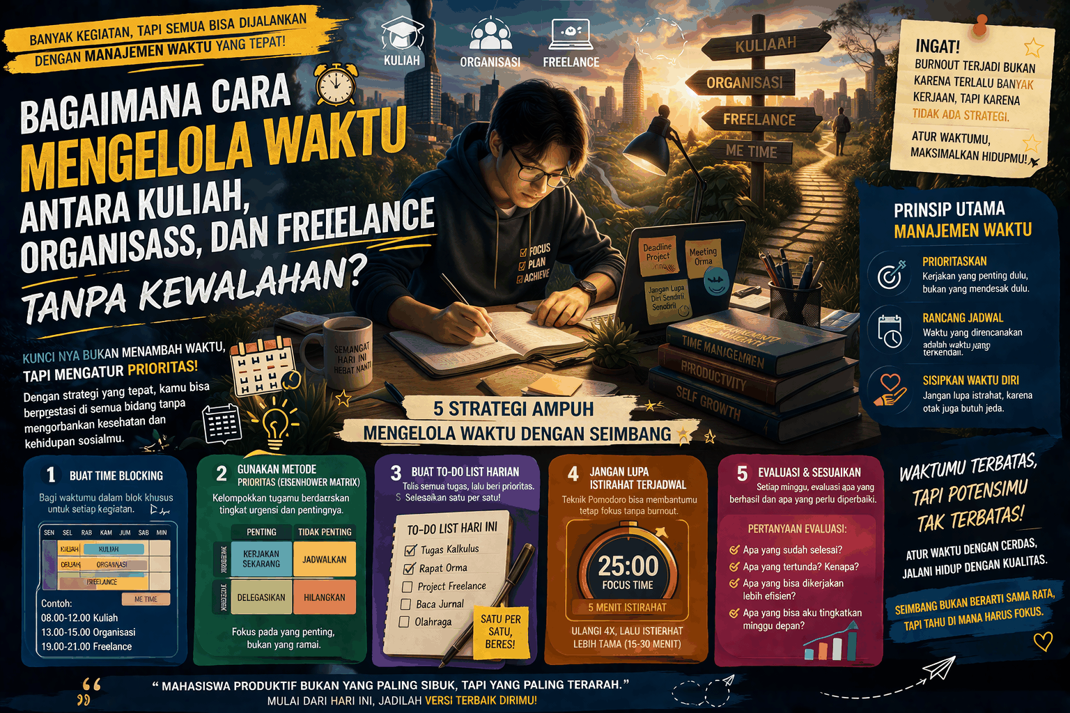 Bagaimana Cara Mengelola Waktu Antara Kuliah, Organisasi, Dan Freelance?